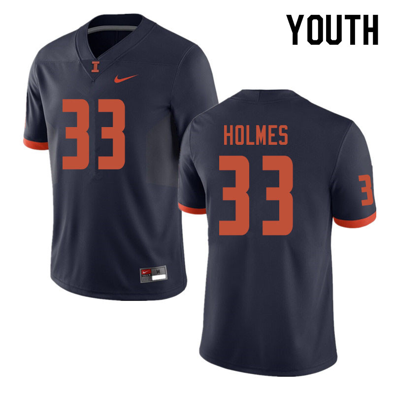 Youth #33 Ezekiel Holmes Illinois Fighting Illini College Football Jerseys Sale-Navy